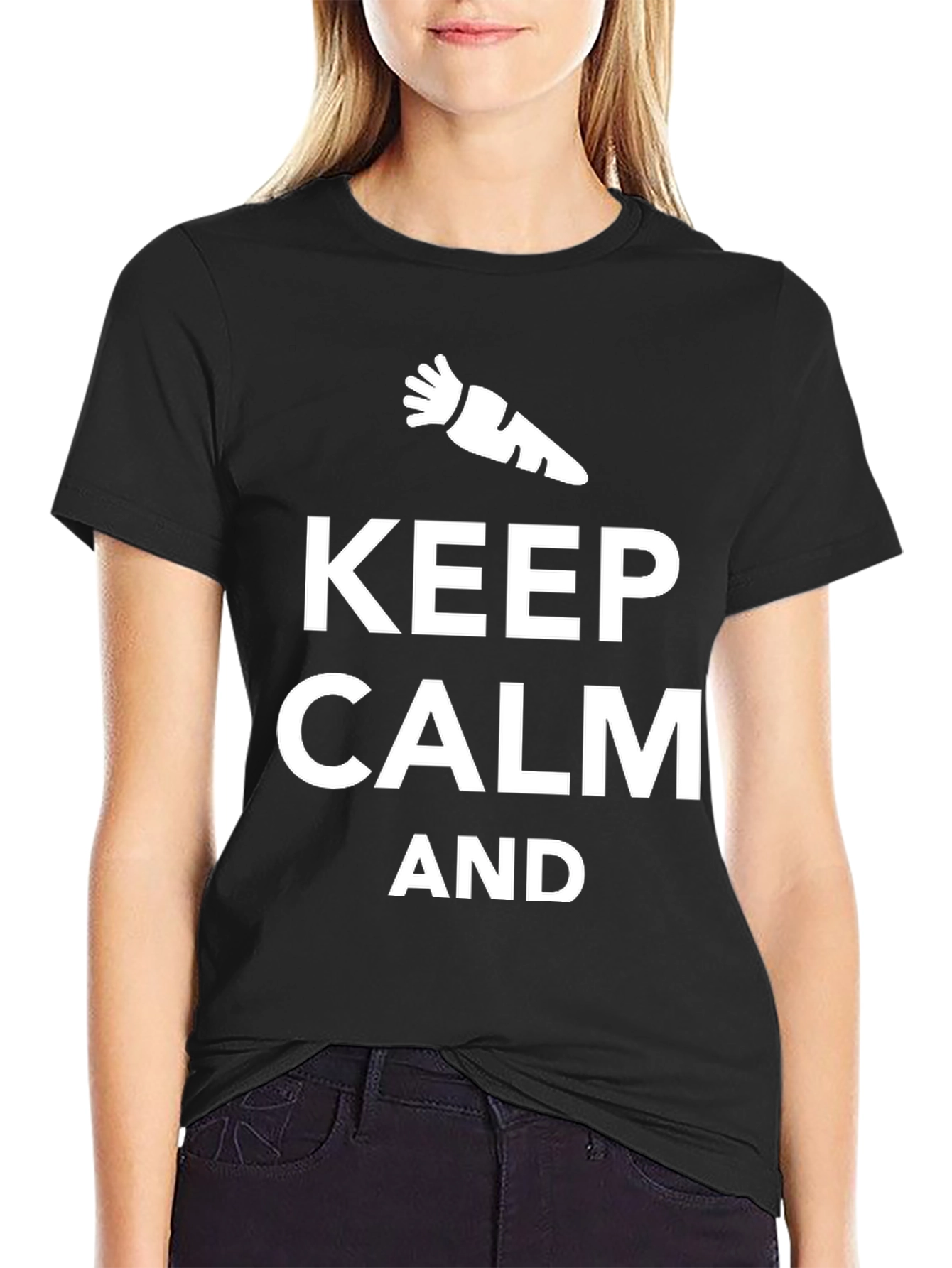 Keep Calm And Carrot On Black T-Shirt