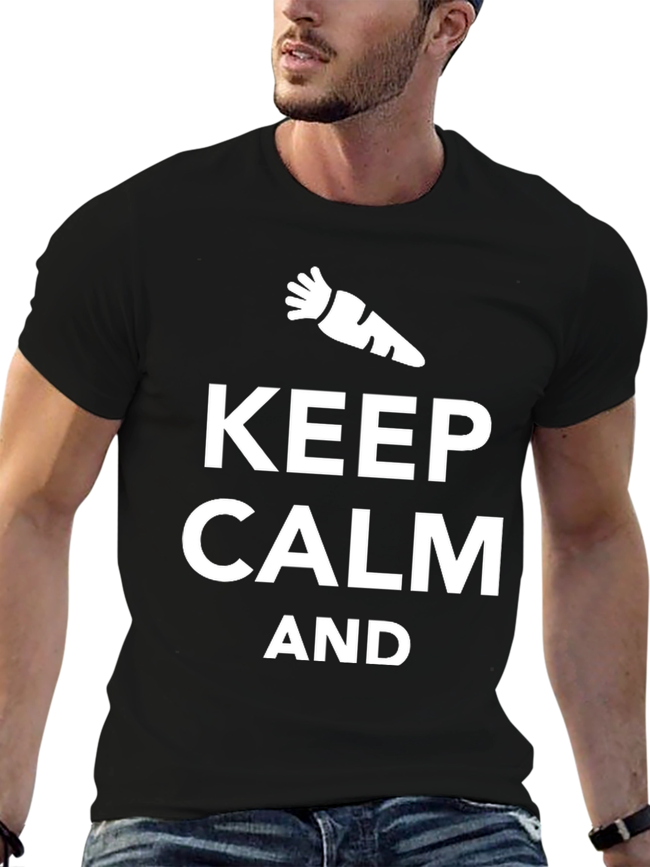 Keep Calm And Carrot On Black T-Shirt