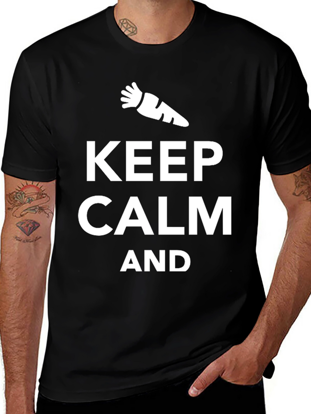 Keep Calm And Carrot On Black T-Shirt