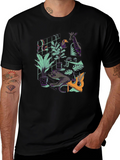 Jungle Animals Graphic Print Black T-Shirt