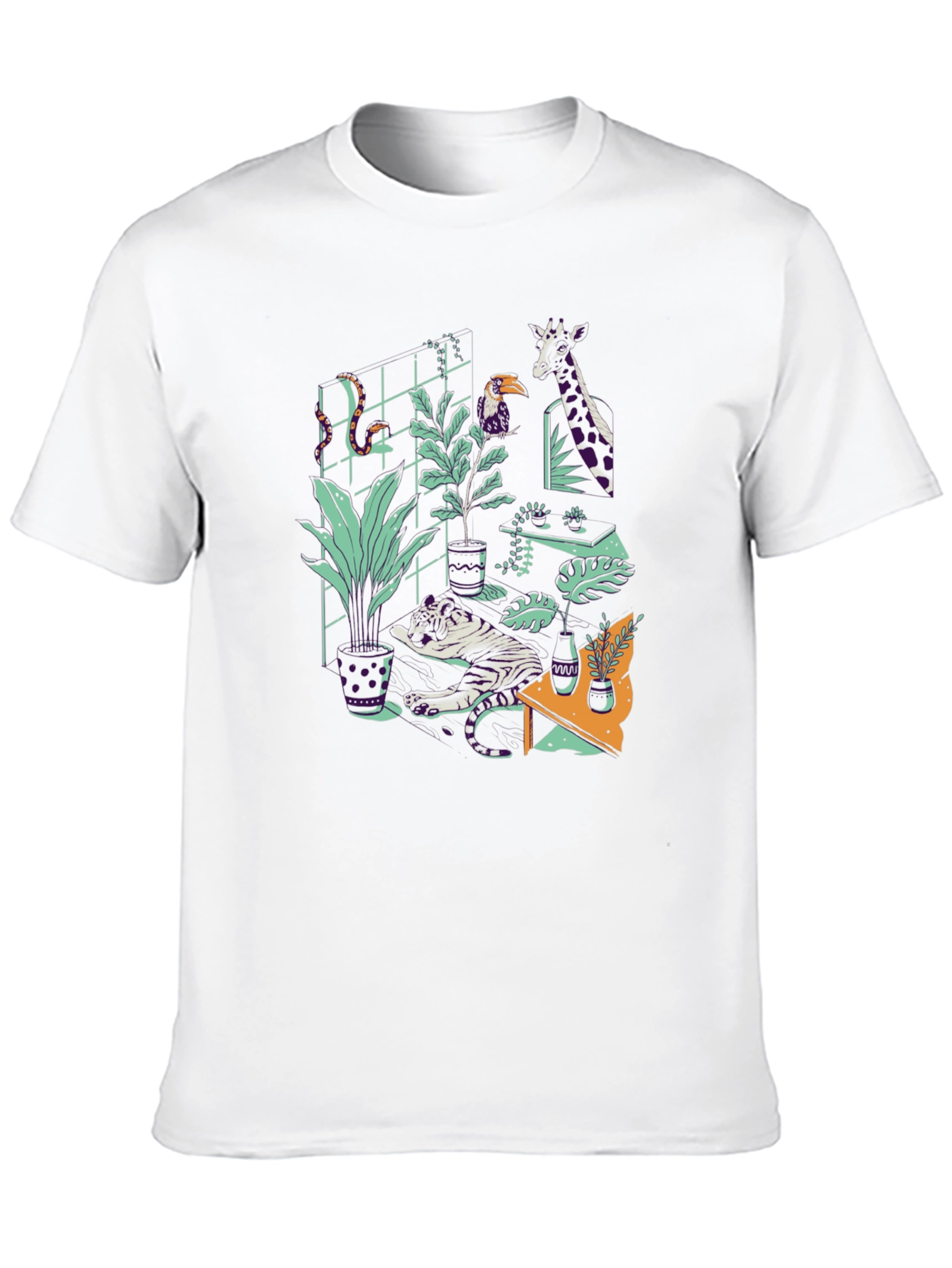 Jungle Animals Graphic Print Black T-Shirt