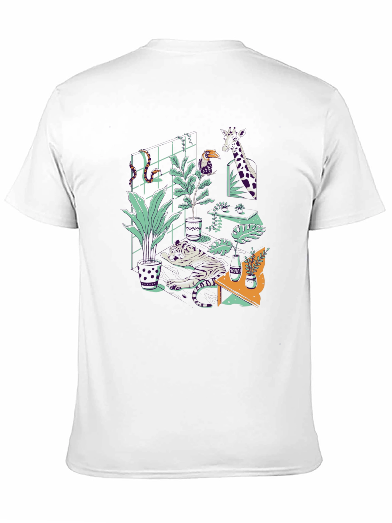 Jungle Animals Graphic Print Black T-Shirt