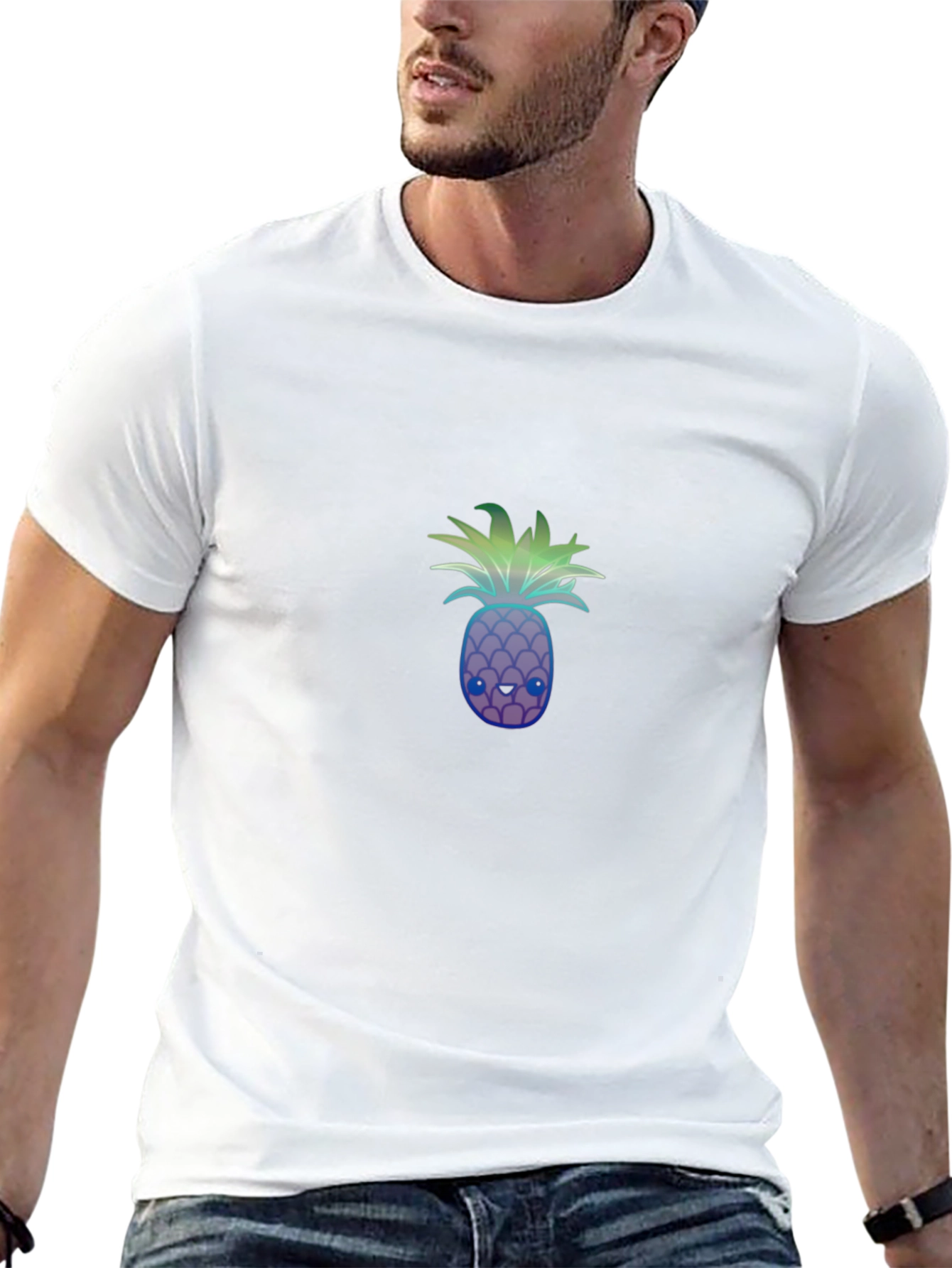 Mens Black T-Shirt with Pineapple Graphic