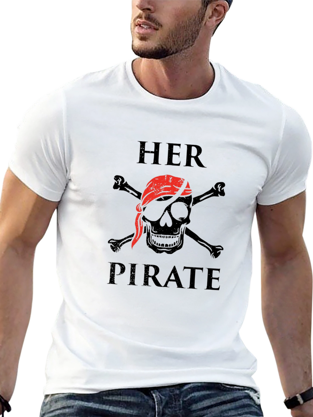Her Pirate Black Graphic T-Shirt - Skull & Crossbones