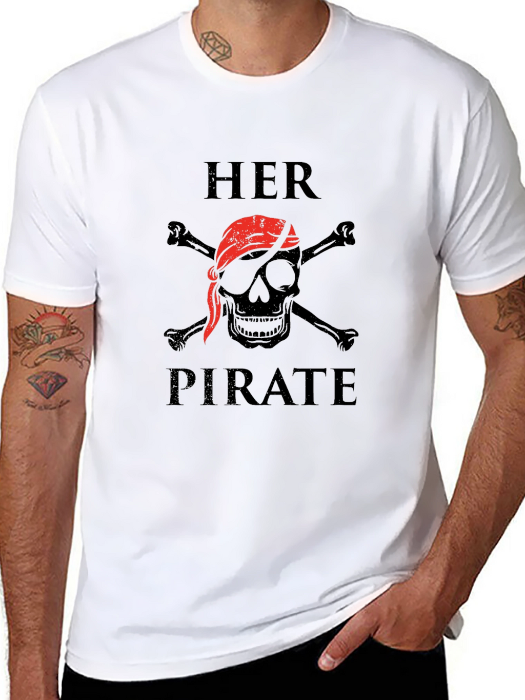 Her Pirate Black Graphic T-Shirt - Skull & Crossbones