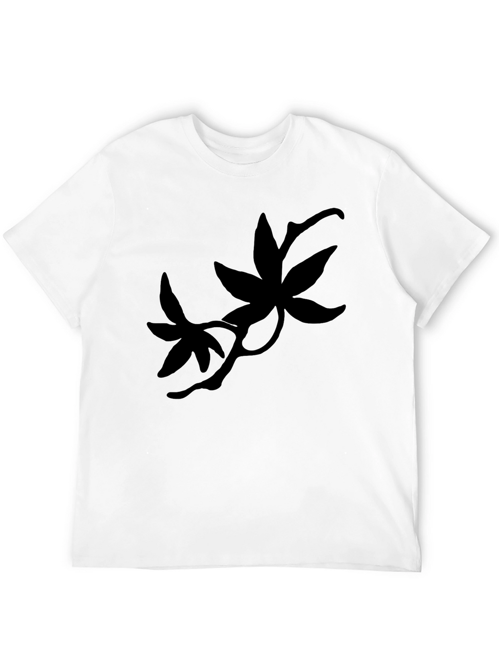 Black T-Shirt with Botanical Silhouette