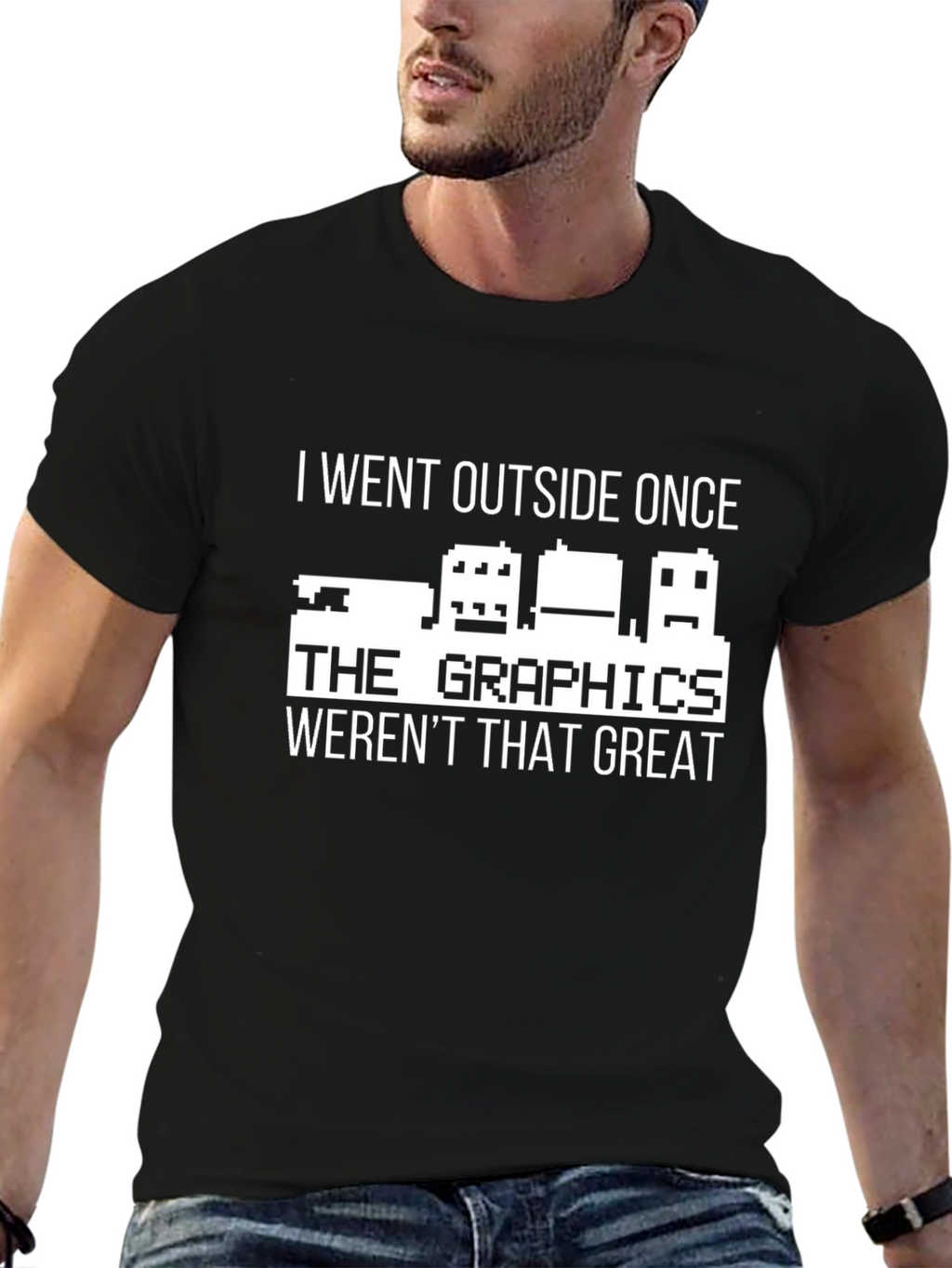 I Went Outside Once T-Shirt Funny Gamer Tee