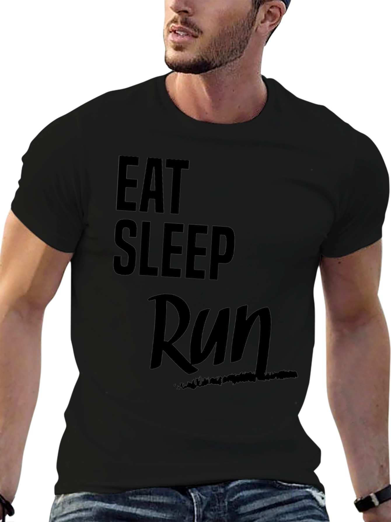 Eat Sleep Run T-Shirt - Black Graphic Tee