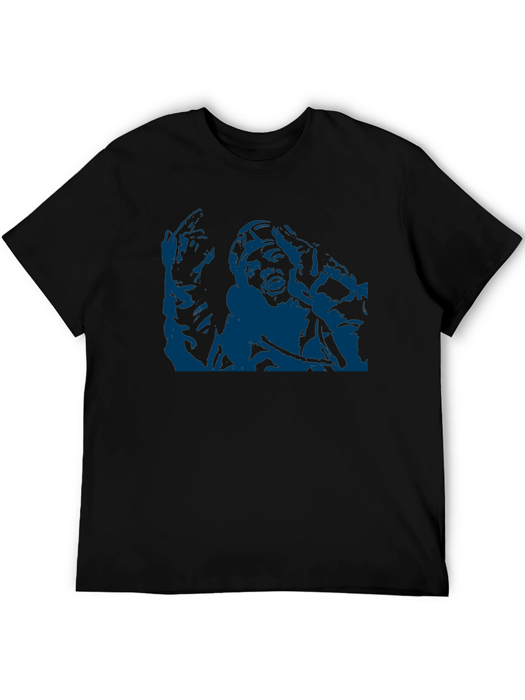 Unique Graphic Tee - Bold Blue Print on Black
