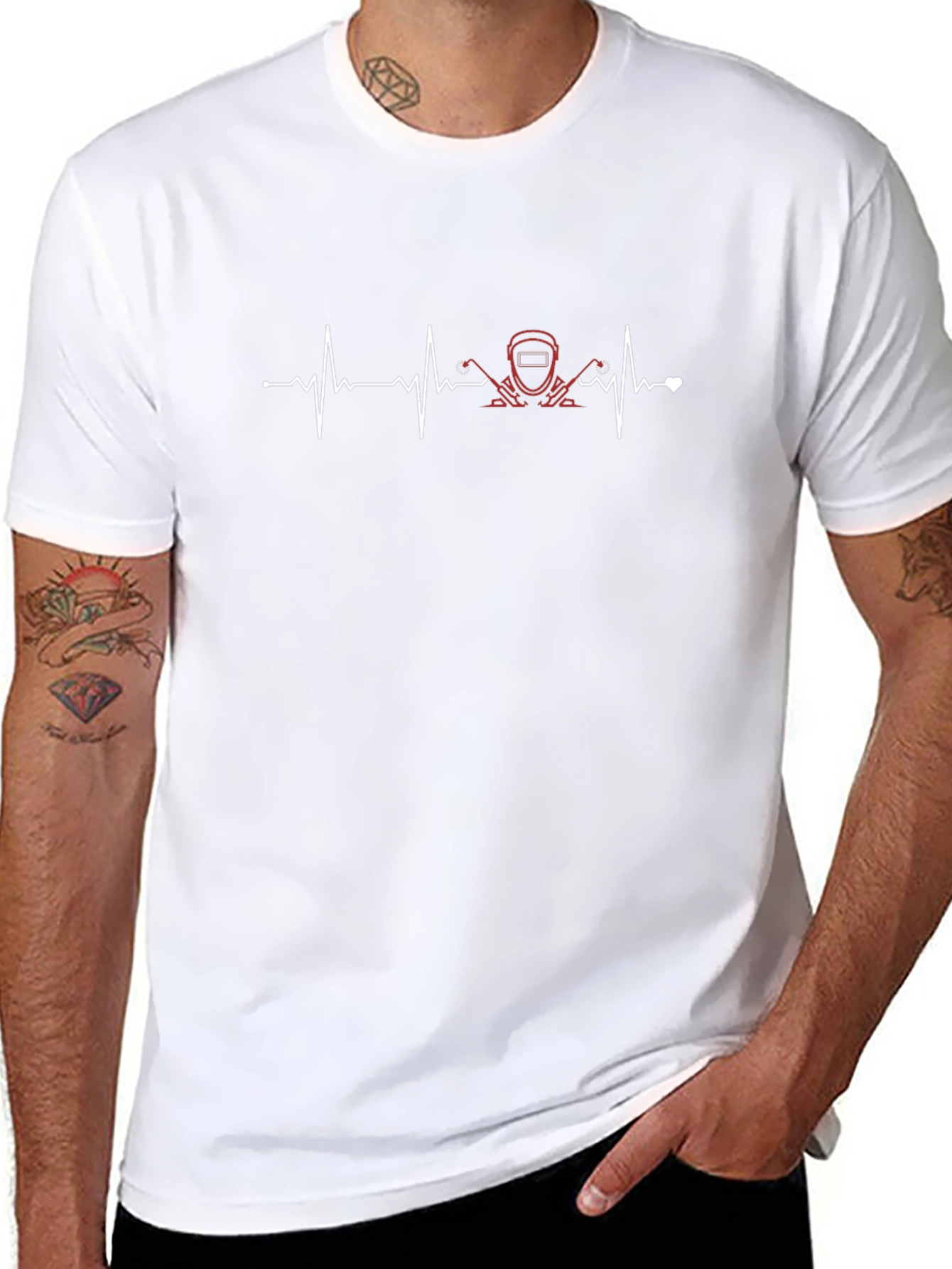Welder Heartbeat Graphic T-Shirt - Black Cotton
