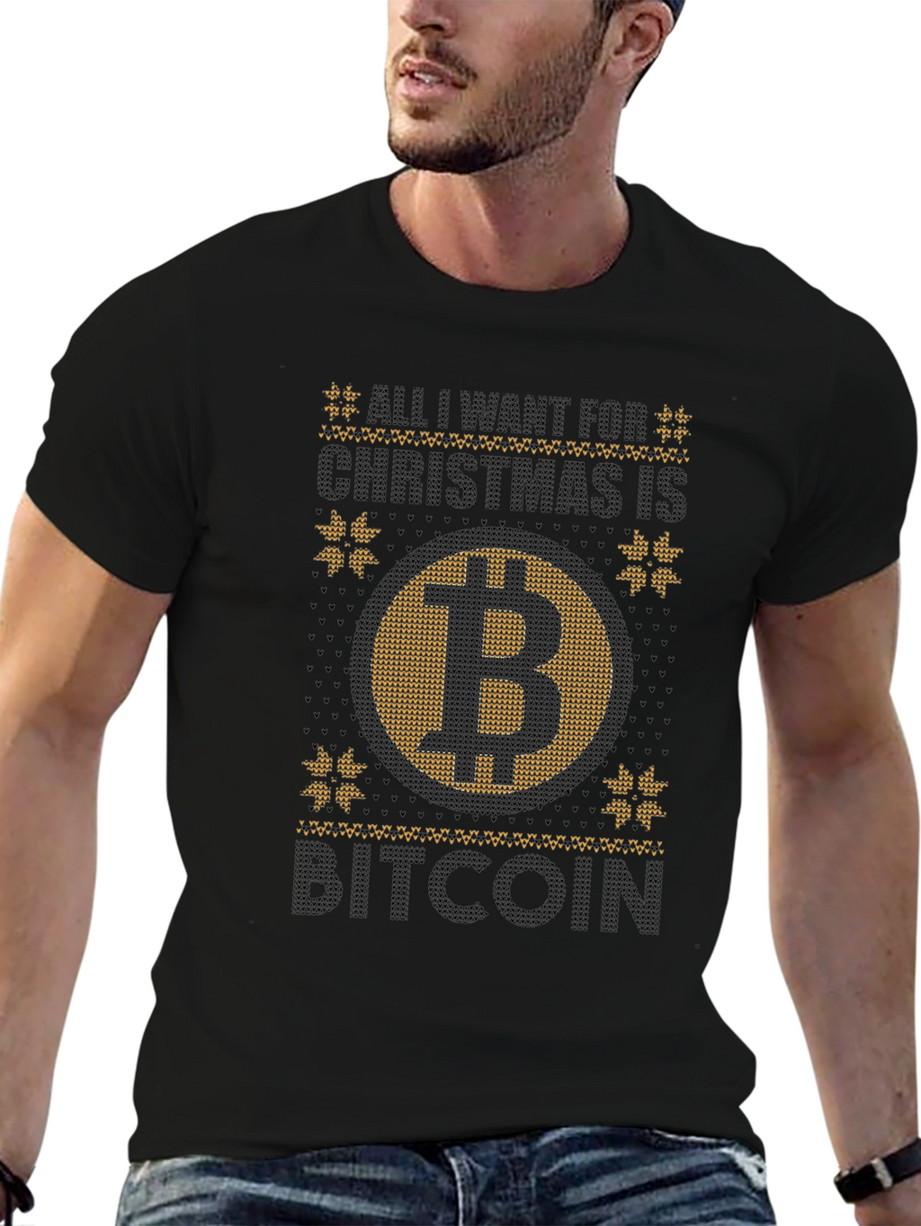 Bitcoin Christmas Sweater Graphic Tee