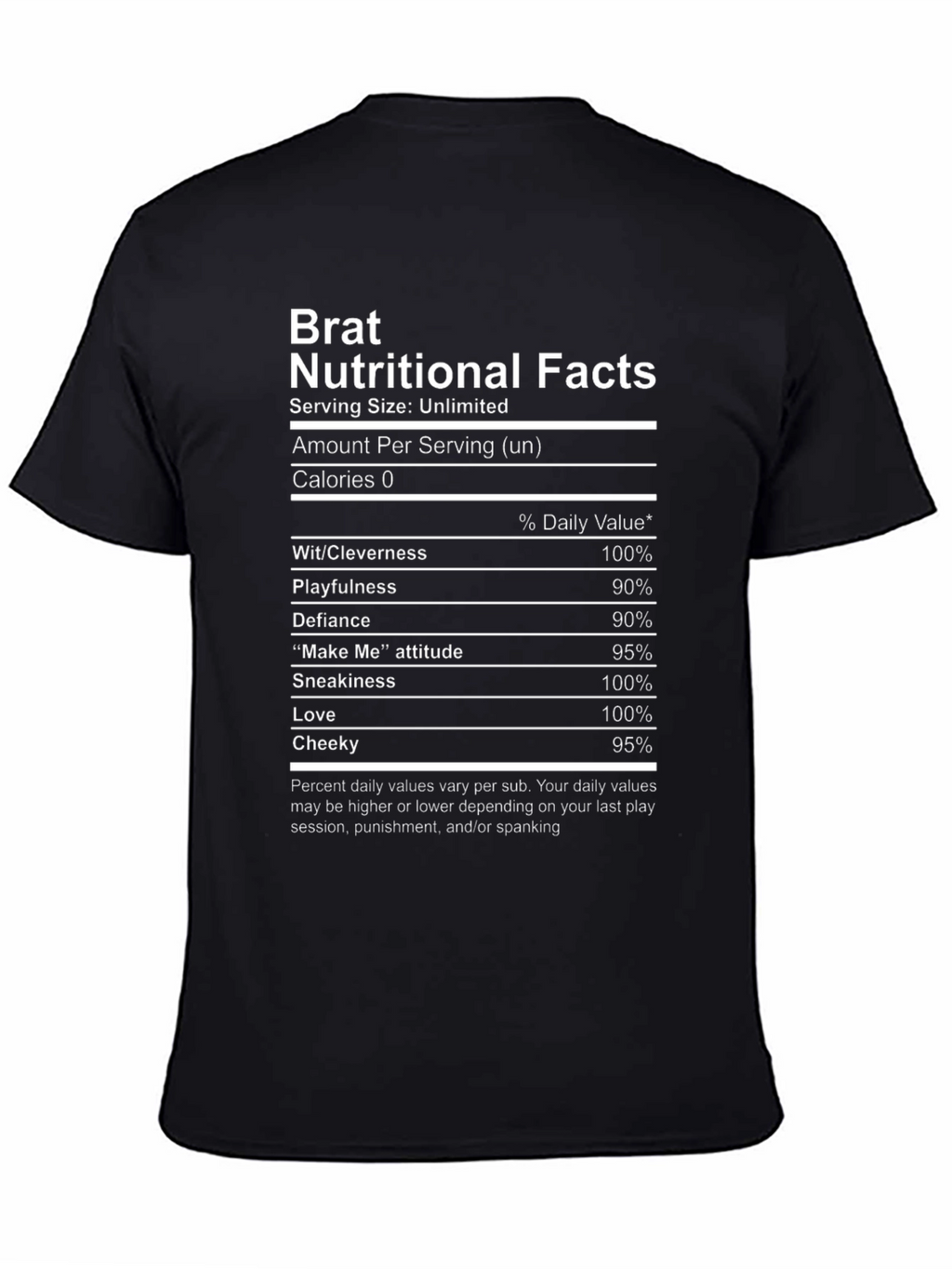 Brat Nutritional Facts Graphic T-Shirt