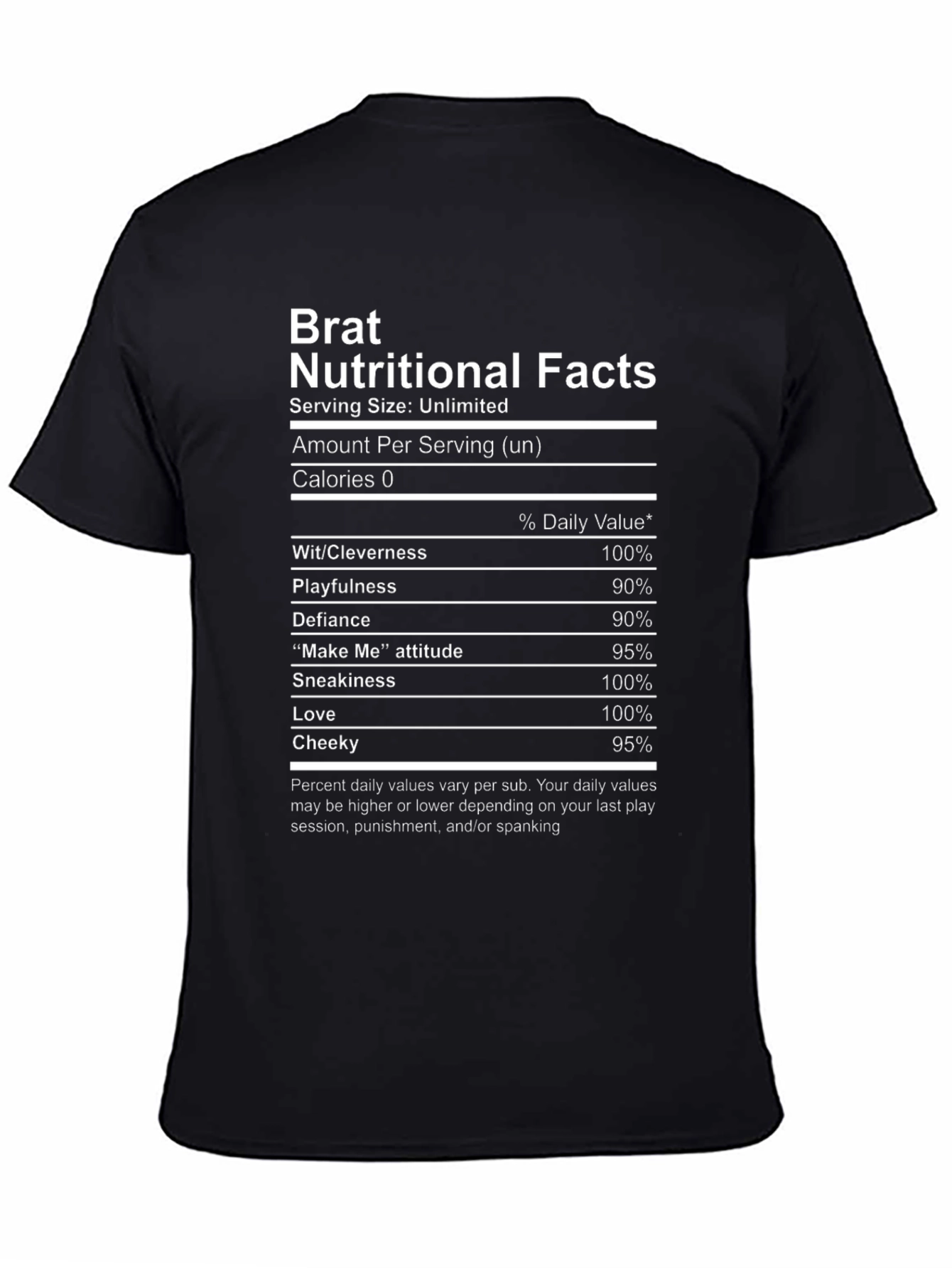 Brat Nutritional Facts Graphic T-Shirt