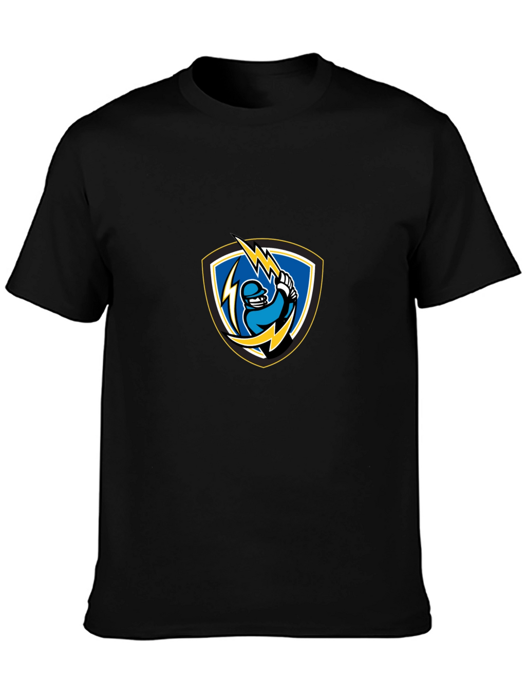 Black T-Shirt with Lightning Baseball Design