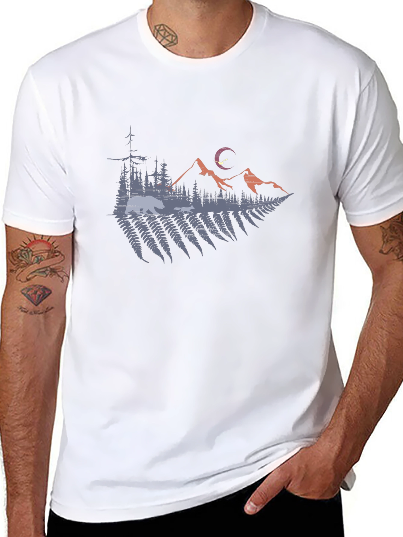 Nature Scene Graphic Tee - Mens Black T-Shirt