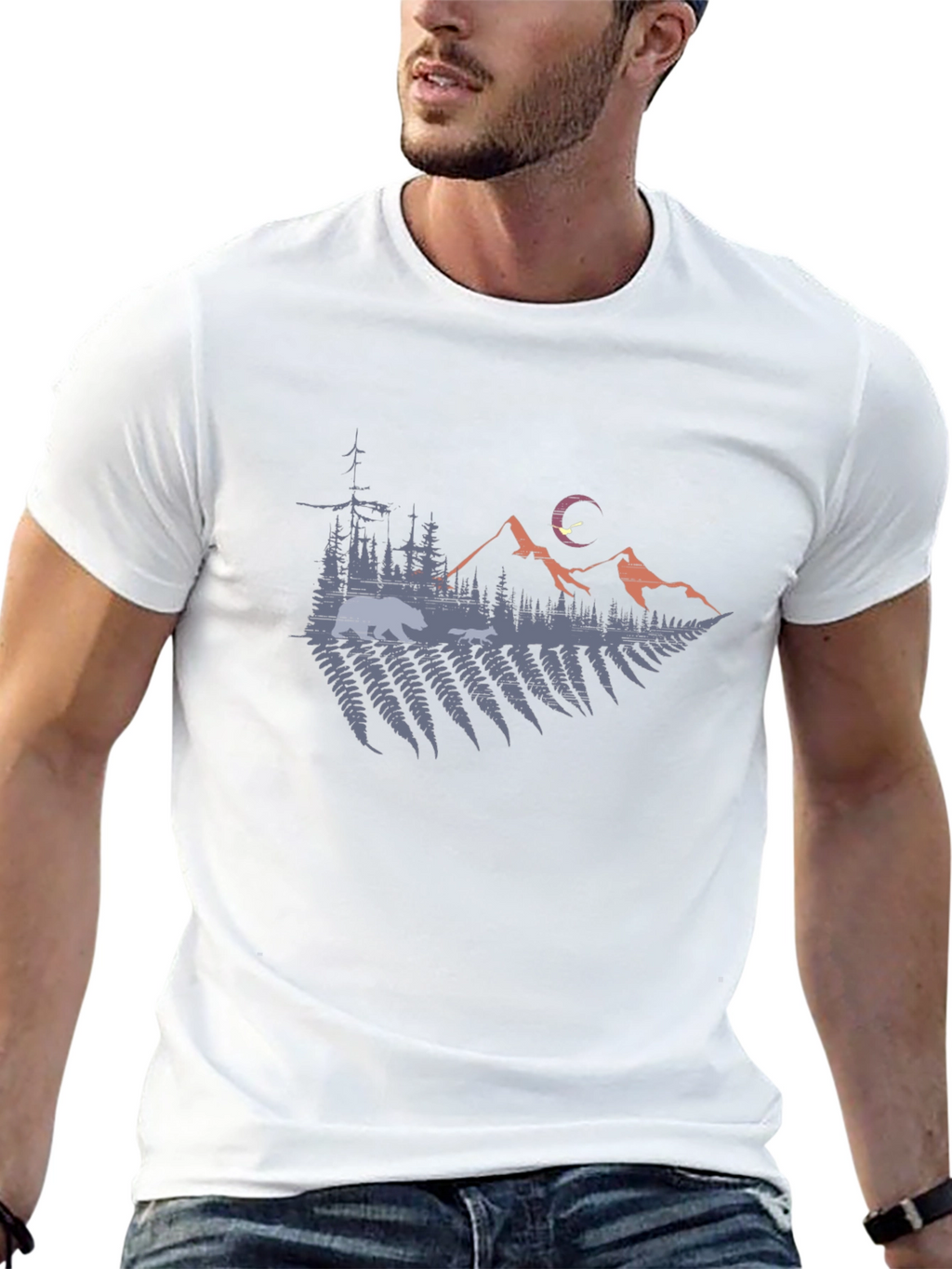 Nature Scene Graphic Tee - Mens Black T-Shirt