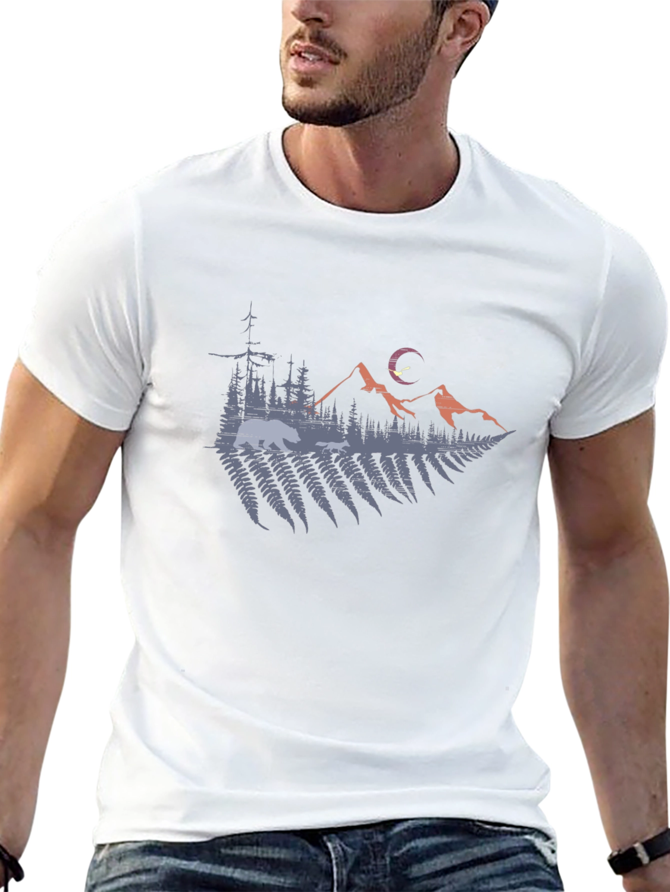 Nature Scene Graphic Tee - Mens Black T-Shirt