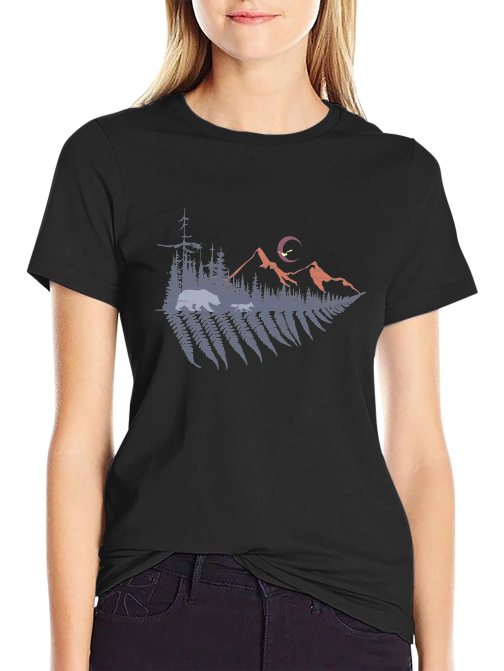 Nature Scene Graphic Tee - Mens Black T-Shirt