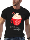 Festive Coffee T-Shirt - I smell snow... and coffee.