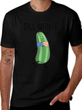 Dill With It T-Shirt - Funny Pickle American Flag