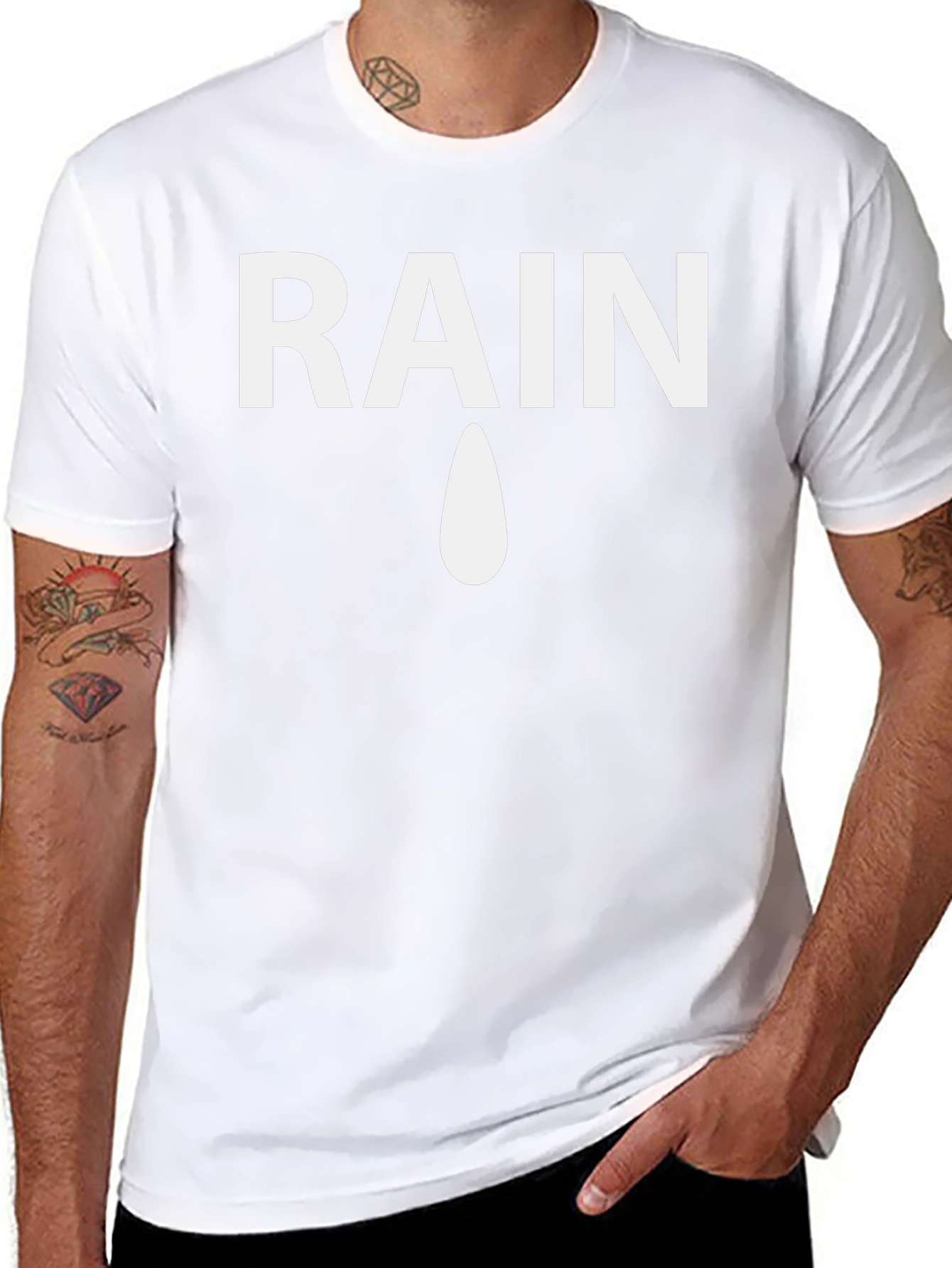 Rain Drop Graphic Tee - Mens Black Cotton T-Shirt
