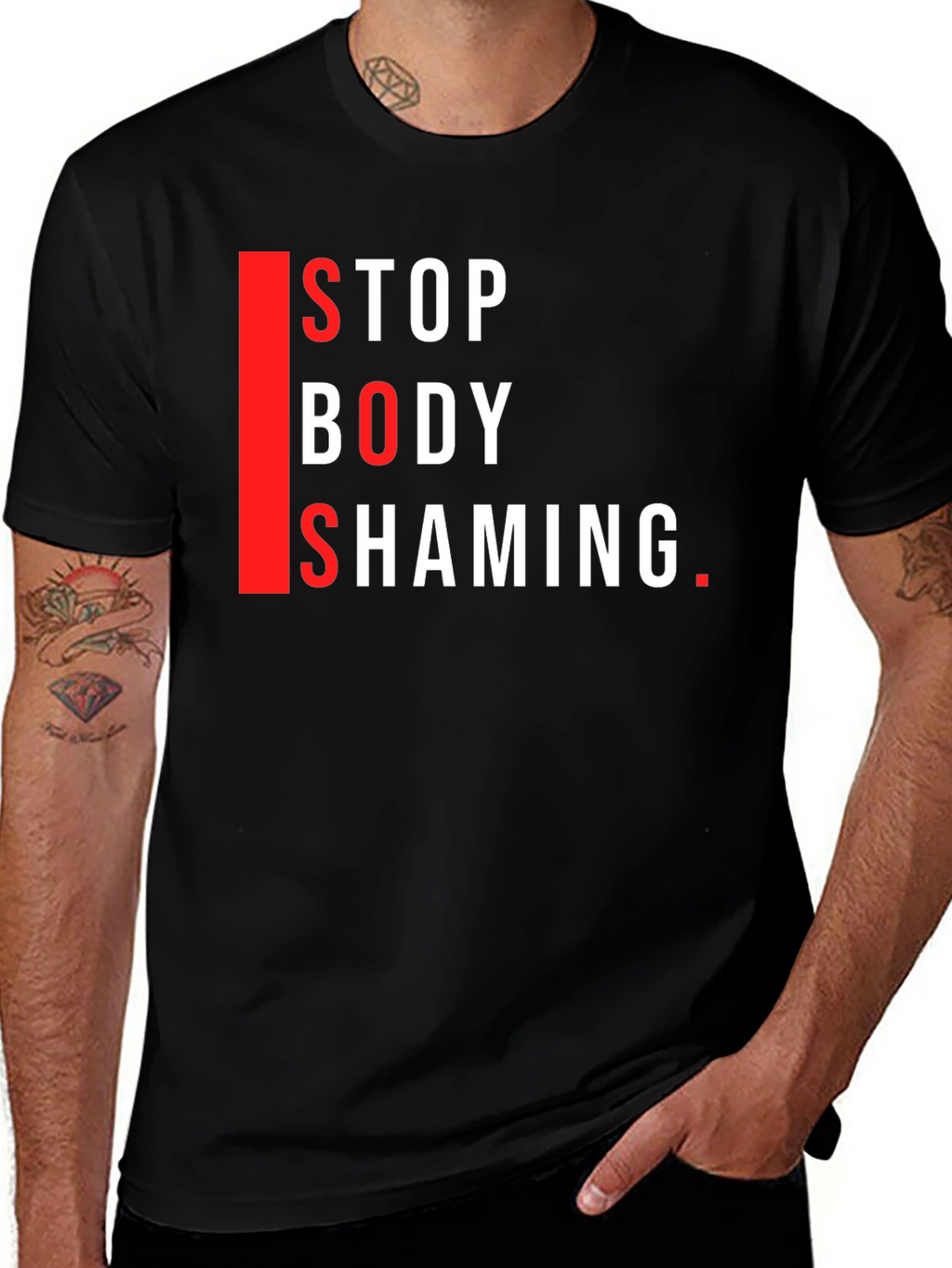 Stop Body Shaming Graphic Tee - Black Cotton