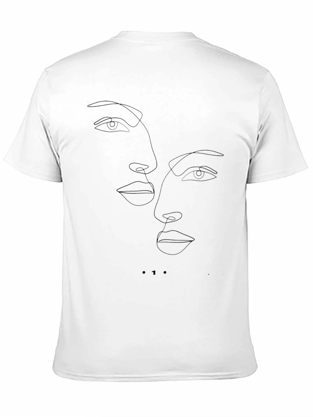 Minimalist Faces Line Art Black T-Shirt