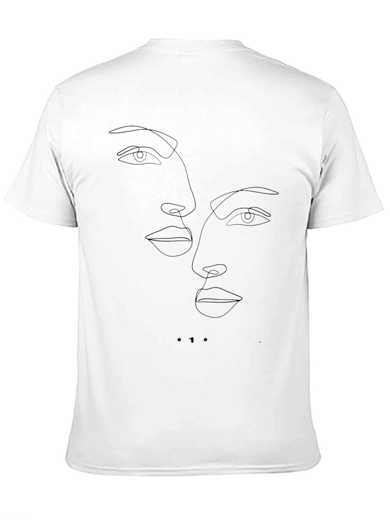 Minimalist Faces Line Art Black T-Shirt