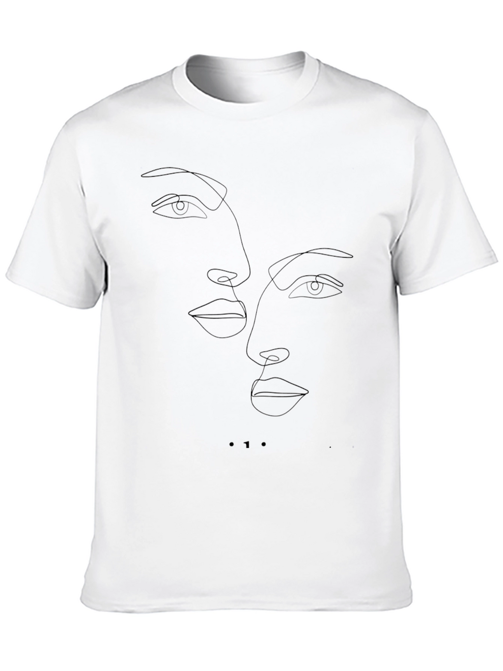 Minimalist Faces Line Art Black T-Shirt
