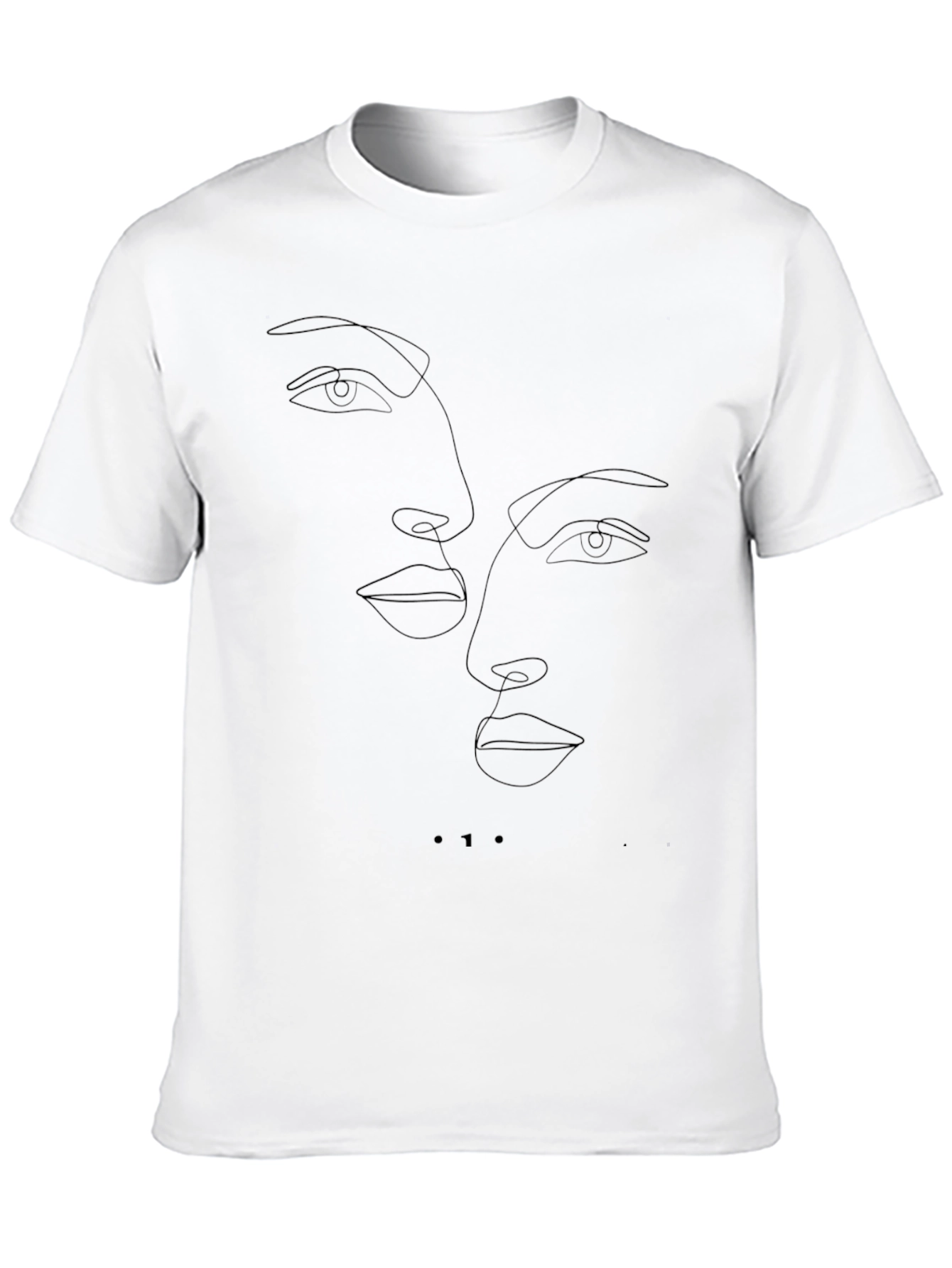 Minimalist Faces Line Art Black T-Shirt