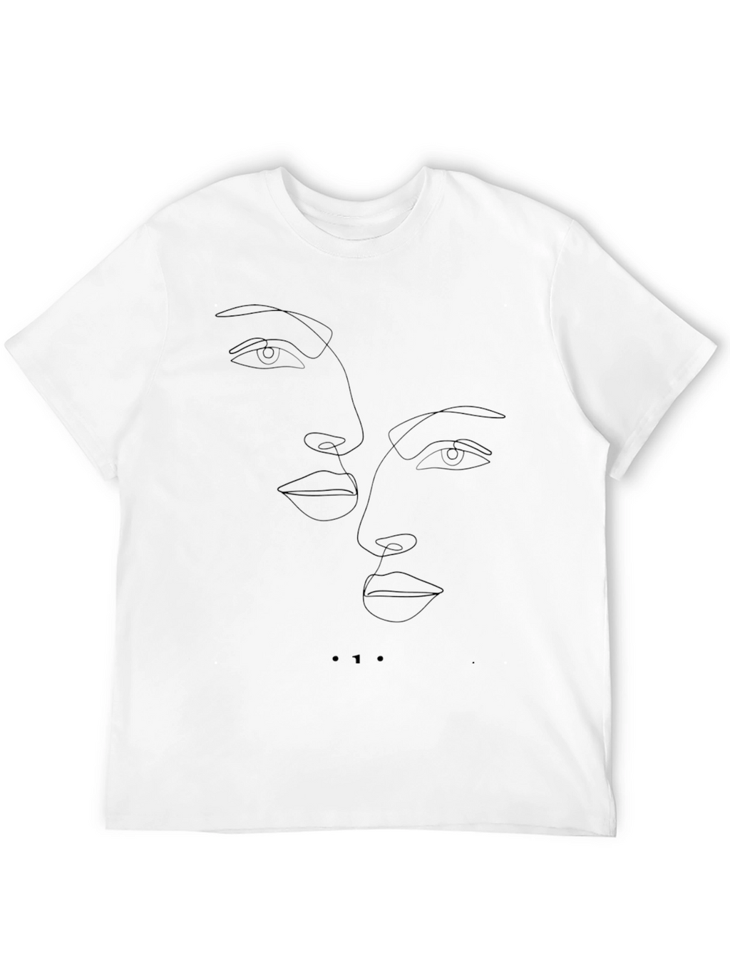 Minimalist Faces Line Art Black T-Shirt