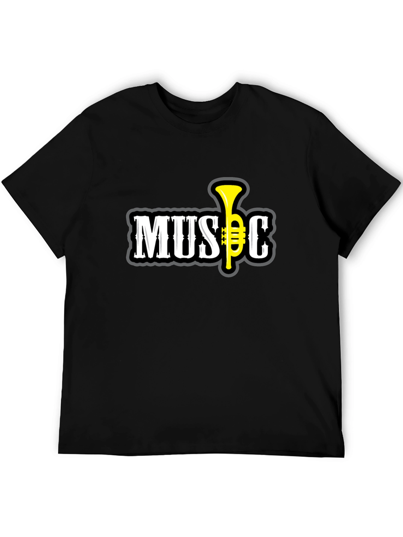 Music Graphic T-Shirt - Short Sleeve Black