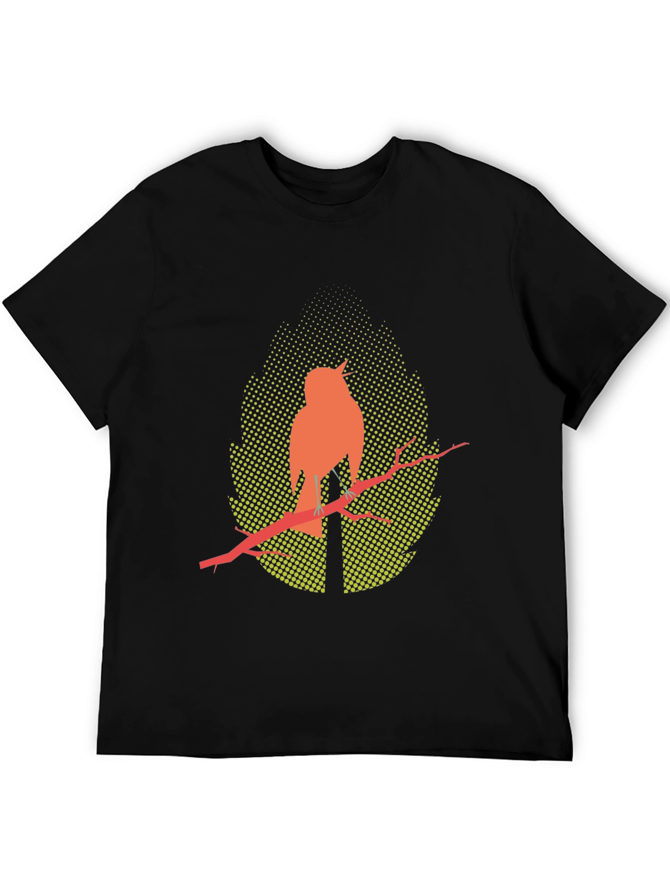 Bird on Branch Graphic Tee - Stylish Mens Black T-Shirt