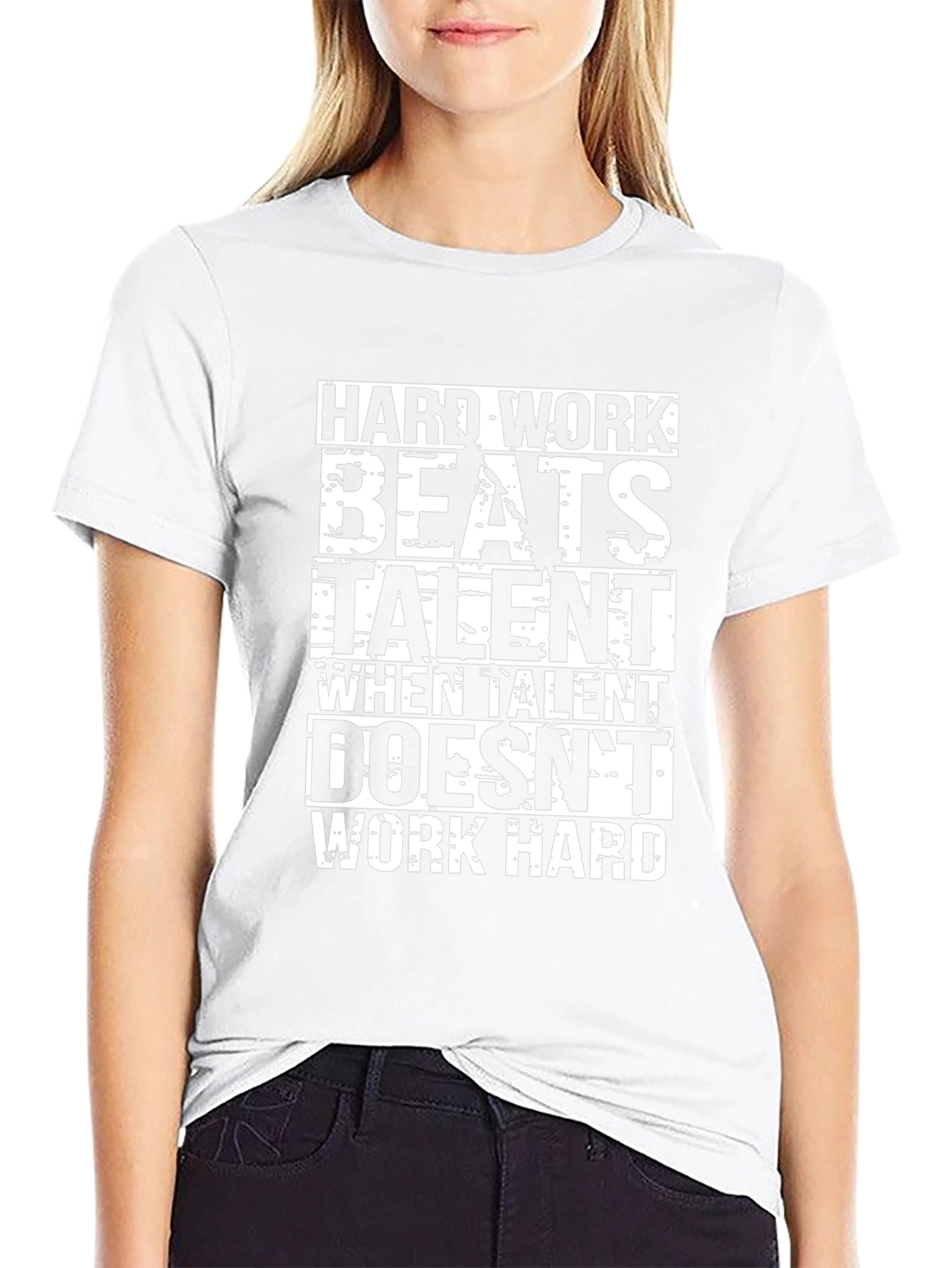 Hard Work Beats Talent Graphic Black T-Shirt