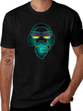 Neon DJ Bearded Man Graphic Tee