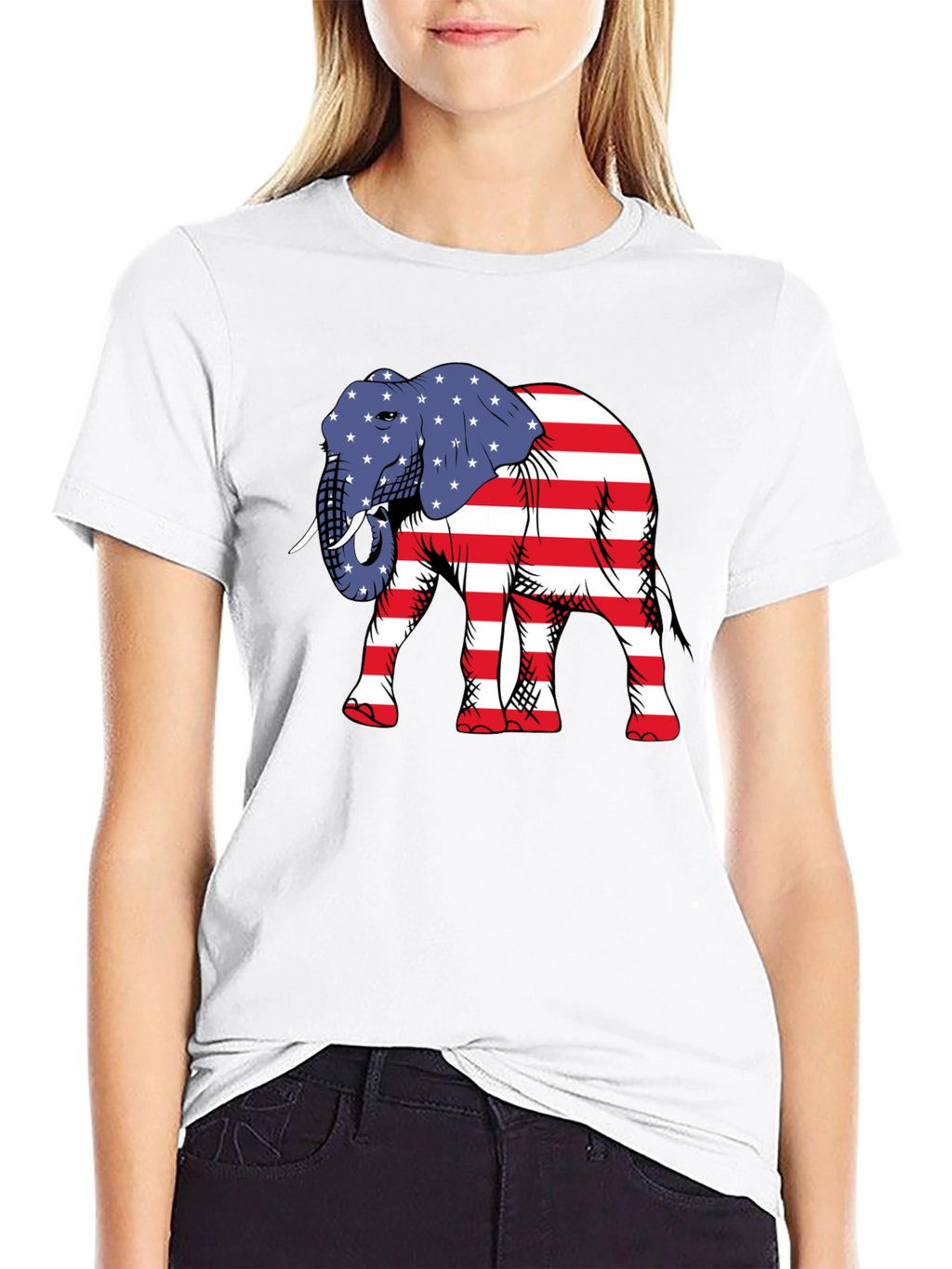 Patriotic Elephant Graphic T-Shirt