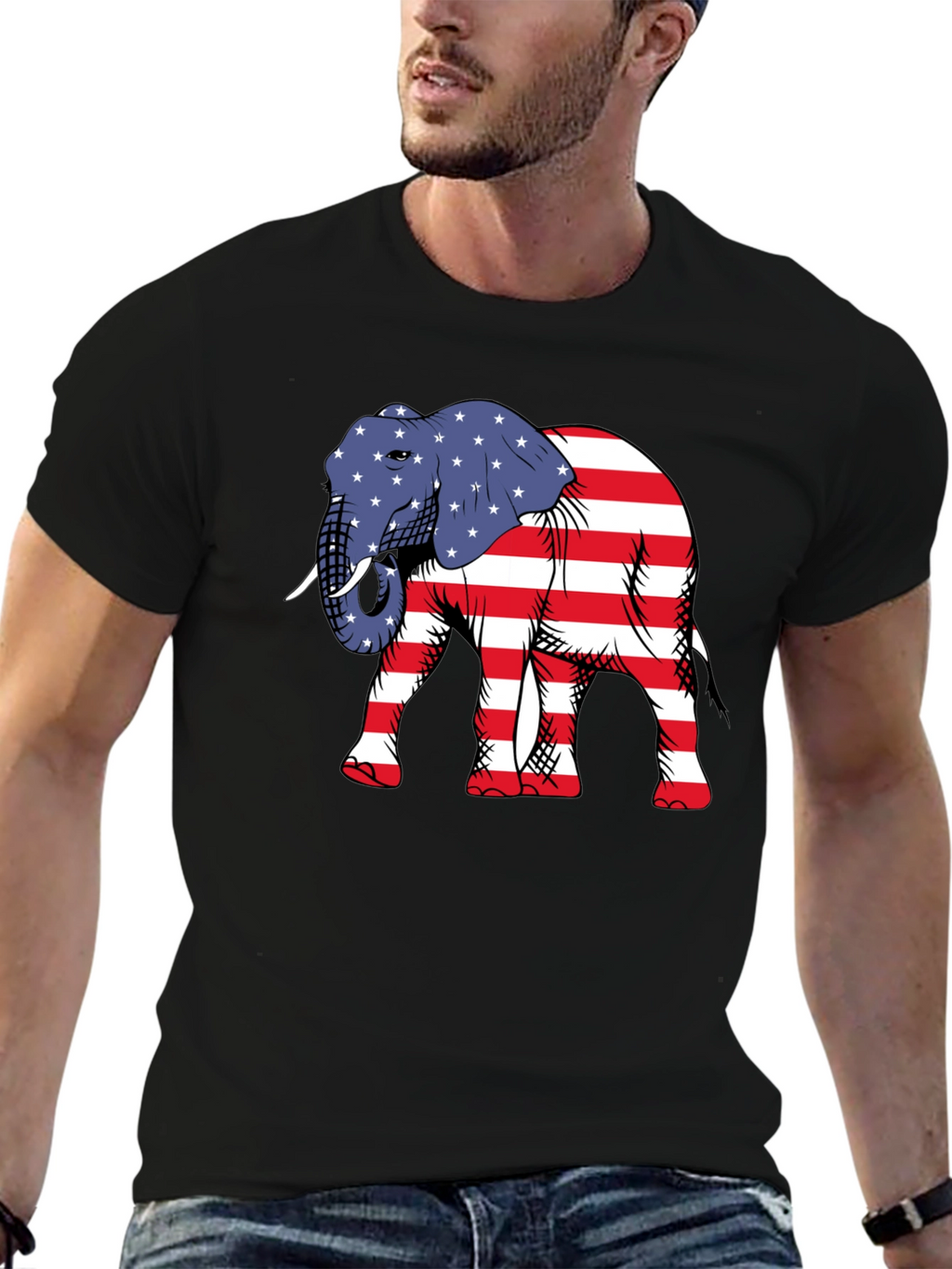 Patriotic Elephant Graphic T-Shirt