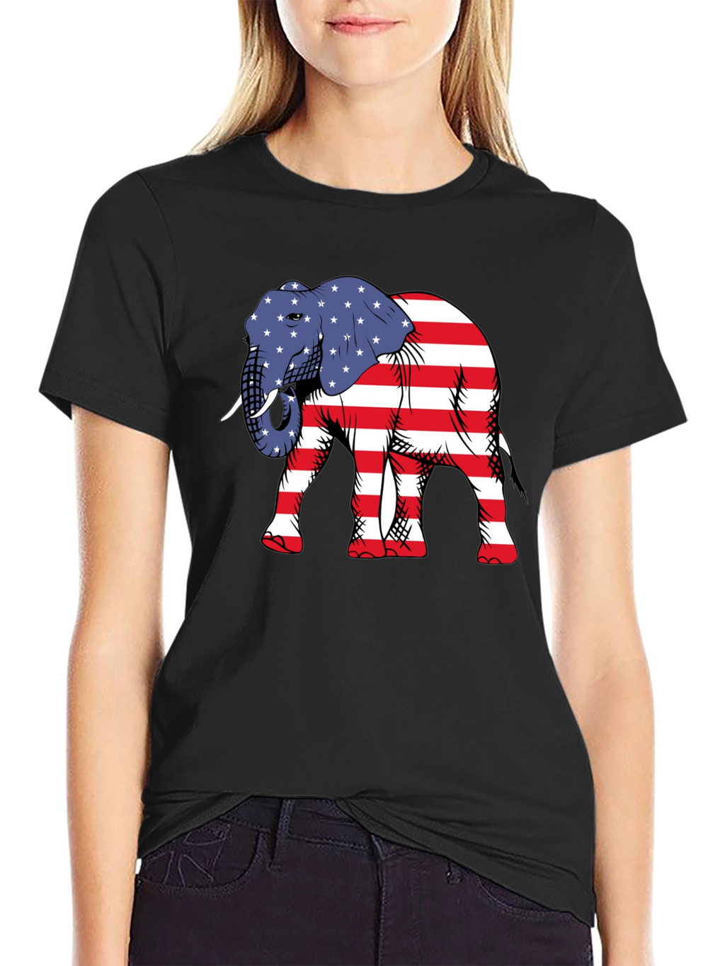 Patriotic Elephant Graphic T-Shirt
