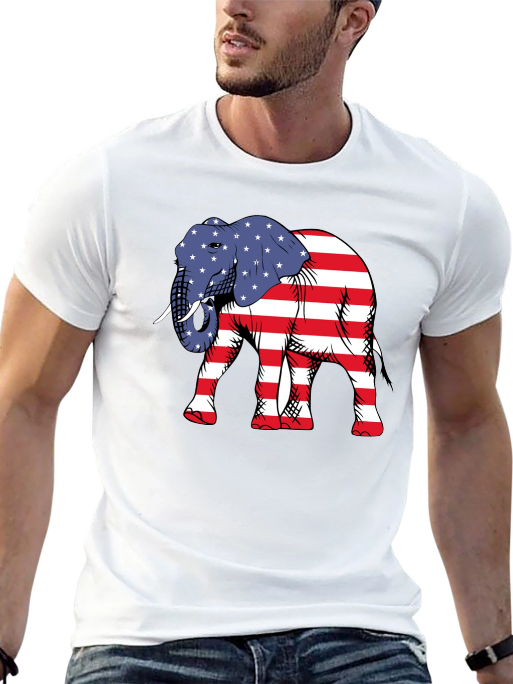 Patriotic Elephant Graphic T-Shirt