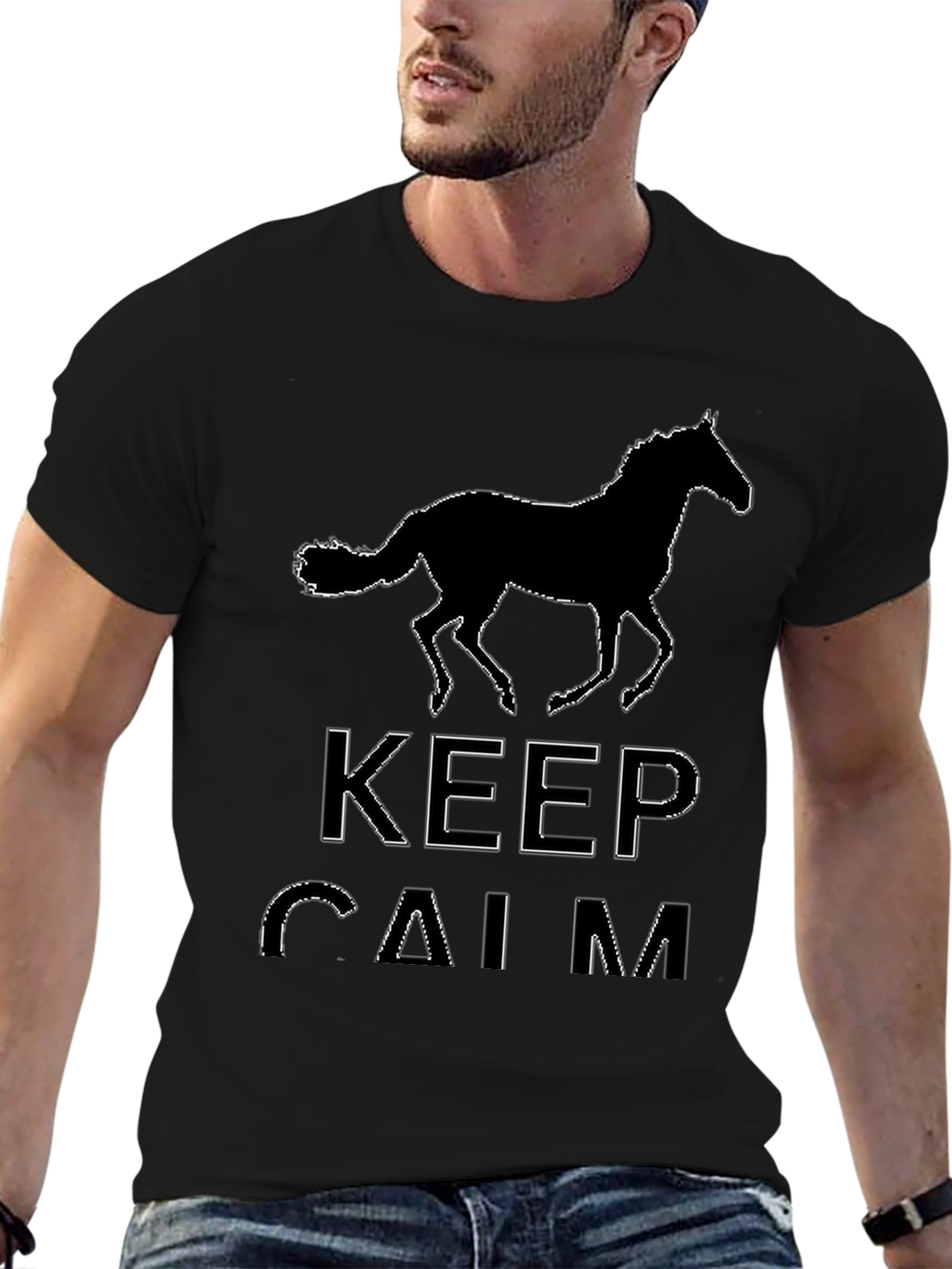 Keep Calm Horse Silhouette Black T-Shirt