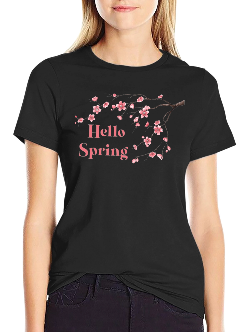 Hello Spring Blossom T-Shirt - Black