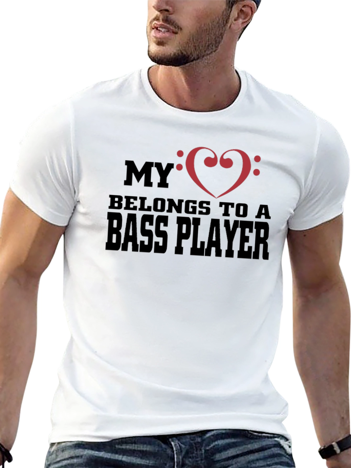 Bass Player Heart T-Shirt - Music Lover Tee