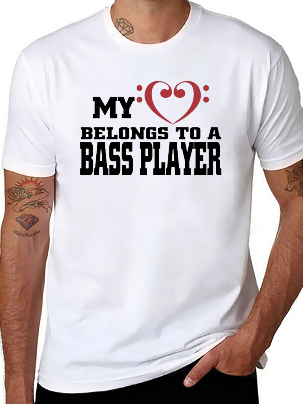 Bass Player Heart T-Shirt - Music Lover Tee