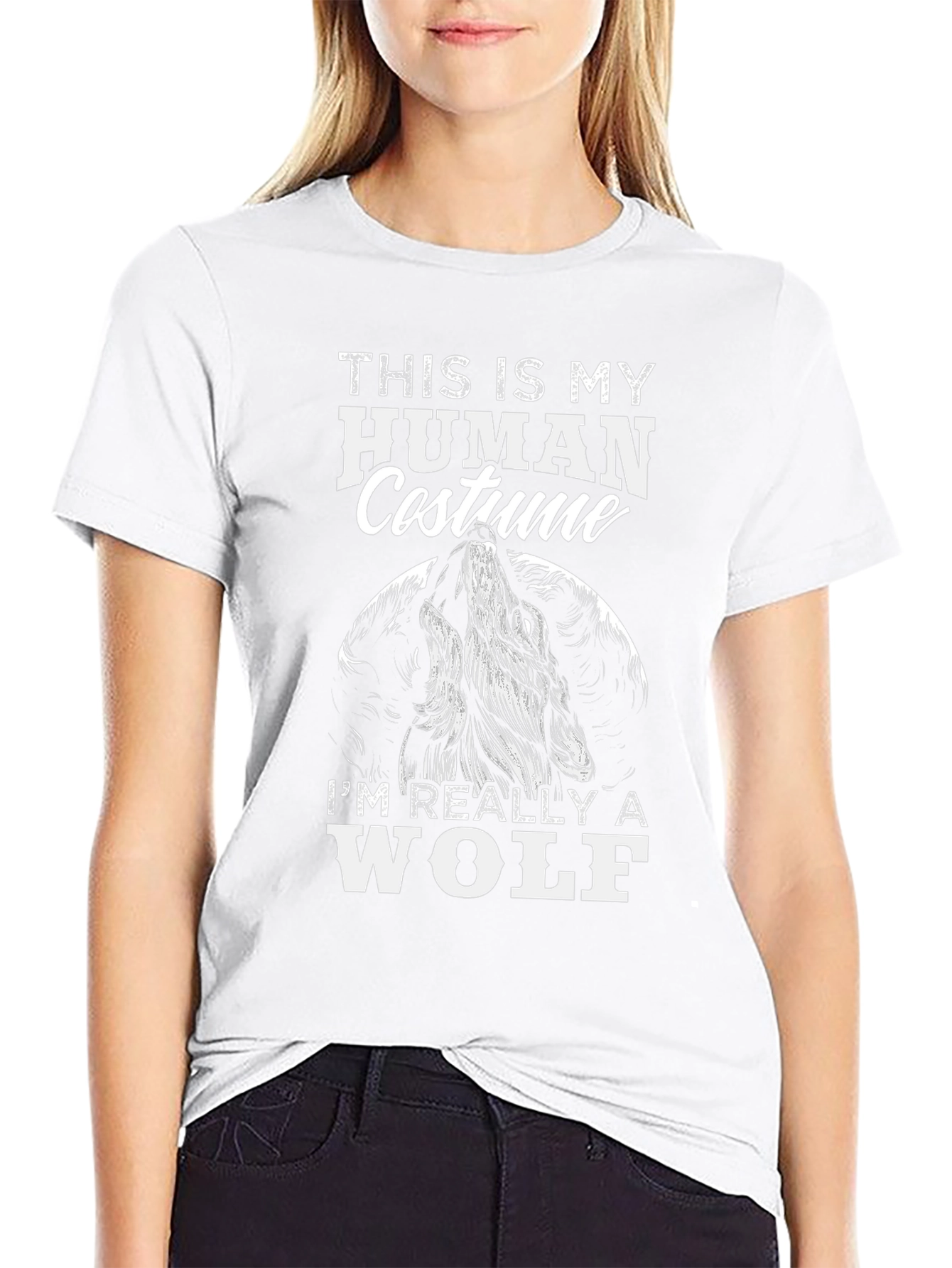Human Costume Wolf T-Shirt - Funny Halloween Tee