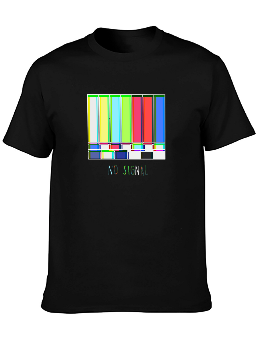 No Signal Retro TV Test Pattern Black T-Shirt