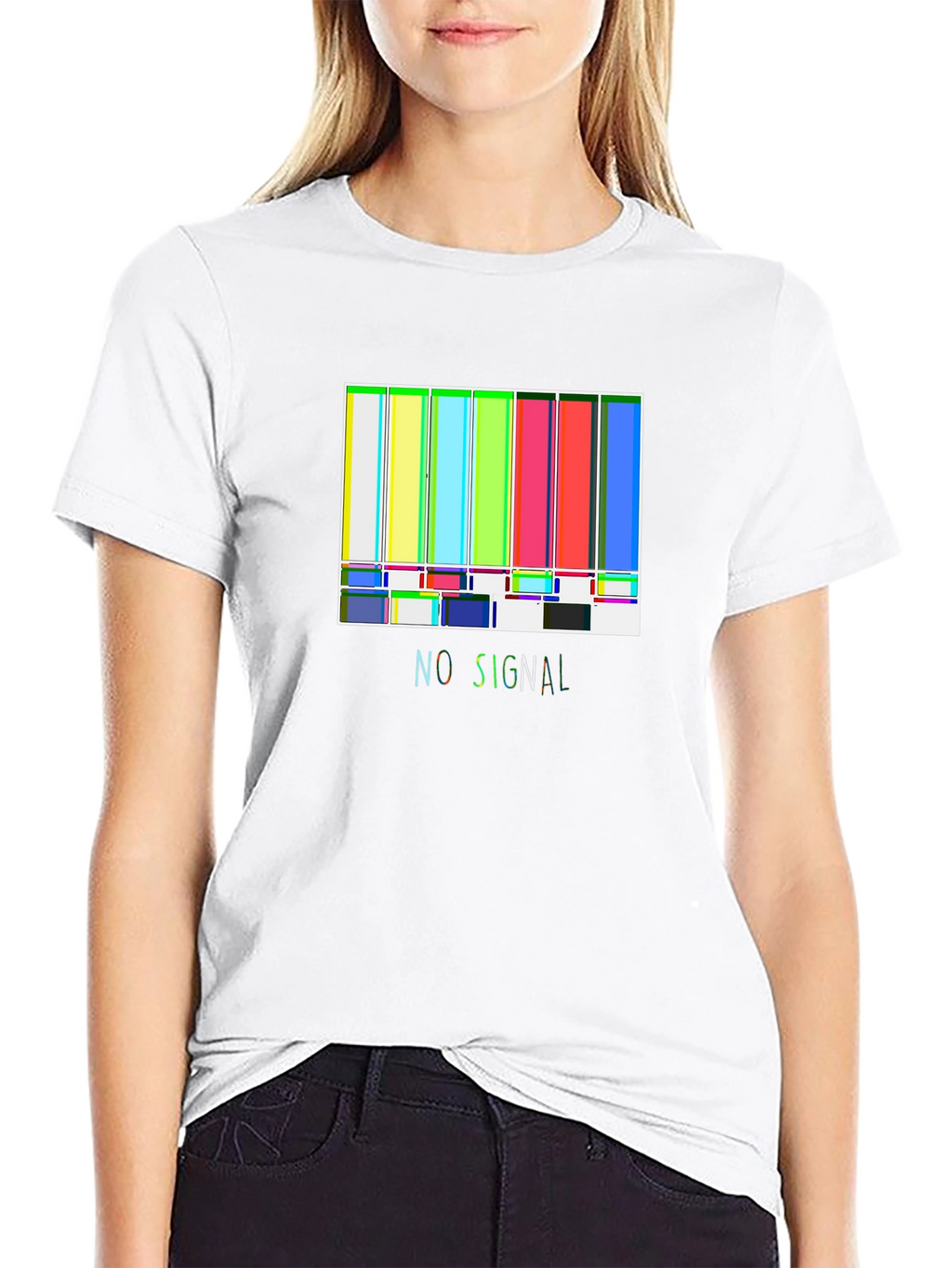 No Signal Retro TV Test Pattern Black T-Shirt