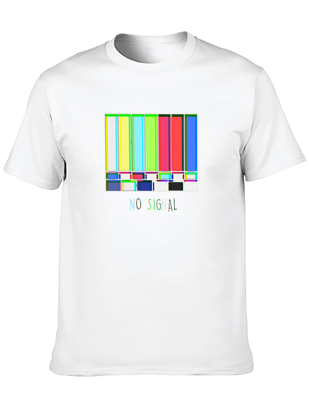 No Signal Retro TV Test Pattern Black T-Shirt