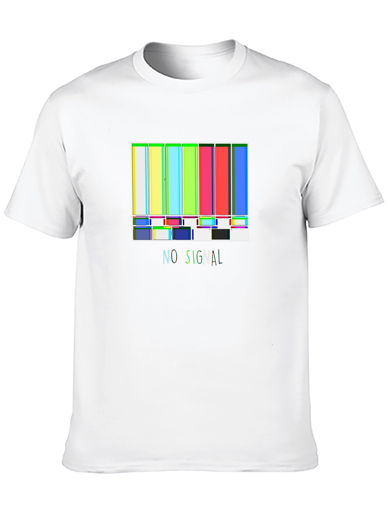 No Signal Retro TV Test Pattern Black T-Shirt