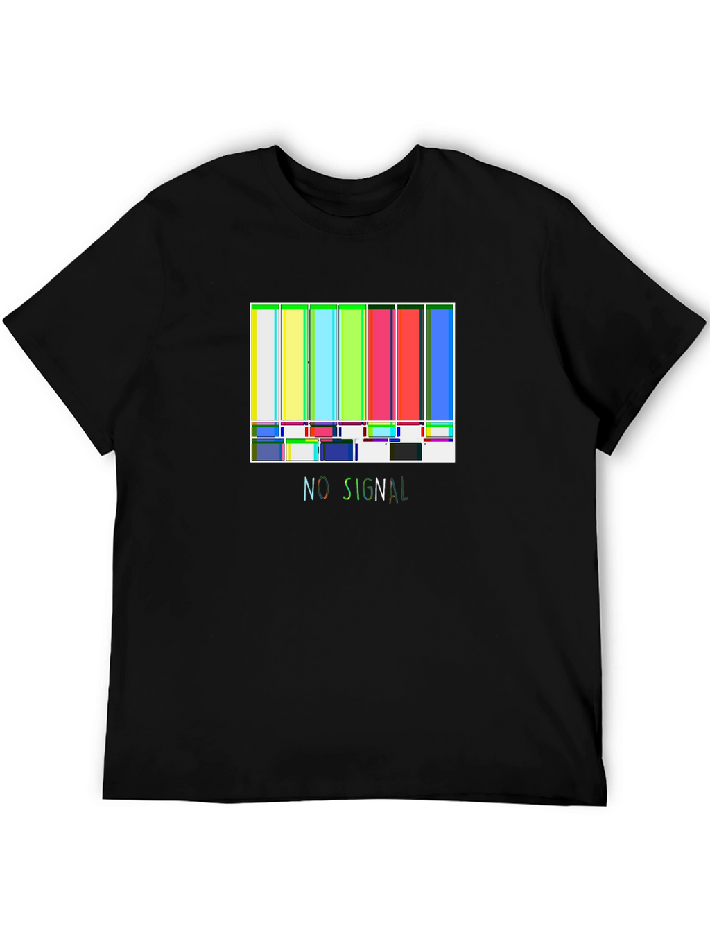 No Signal Retro TV Test Pattern Black T-Shirt