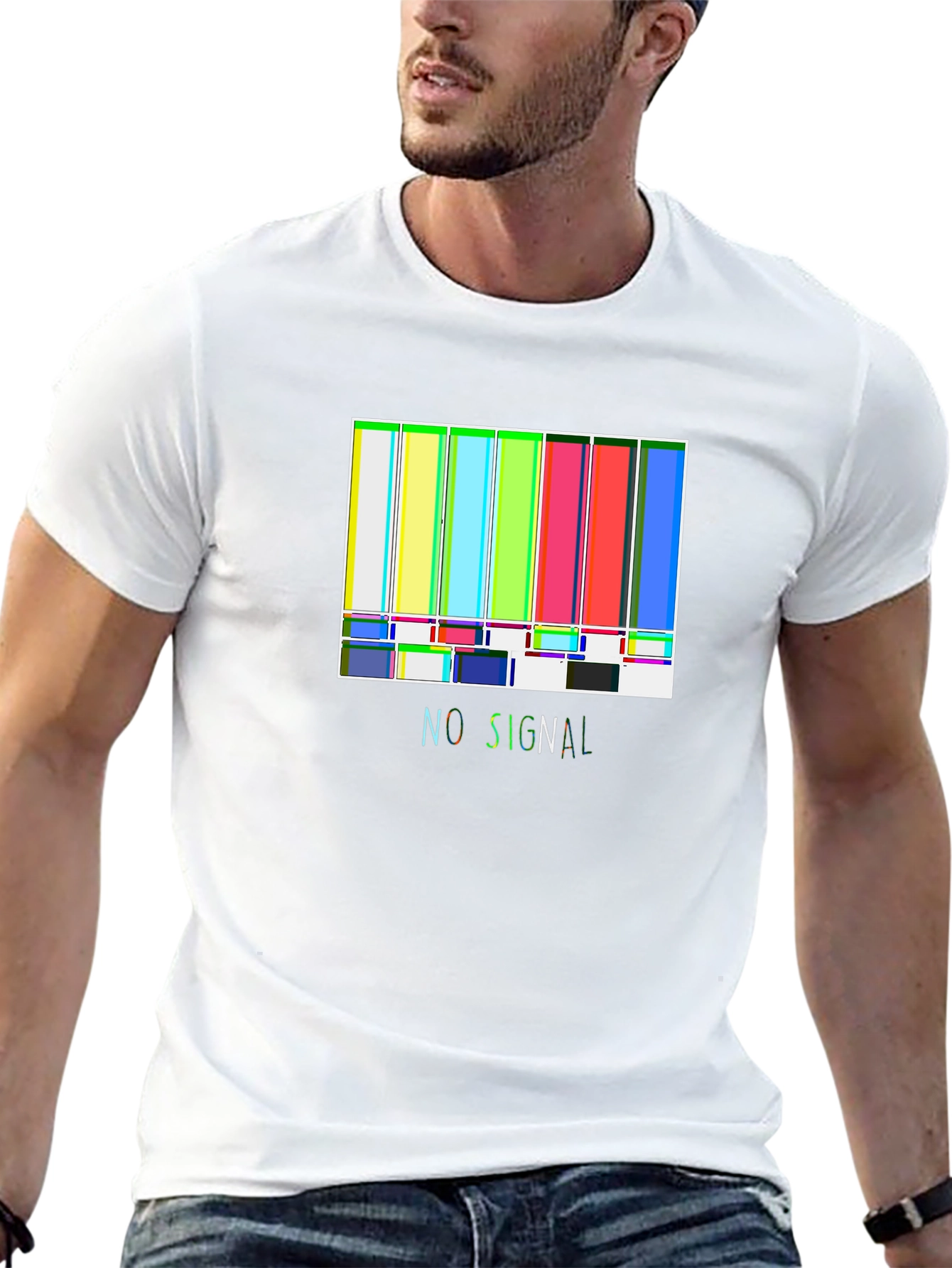 No Signal Retro TV Test Pattern Black T-Shirt